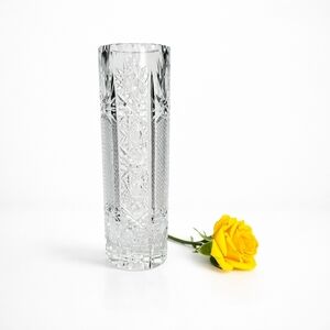 Vintage Hand Cut Crystal Bud Vase 6.5" Starburst